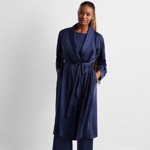 State of Day Women's Belted Shawl-Collar Crepe de Chine Robe